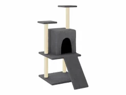Clicnbuy Rascador para gatos con postes de sisal oscuro 110 cm