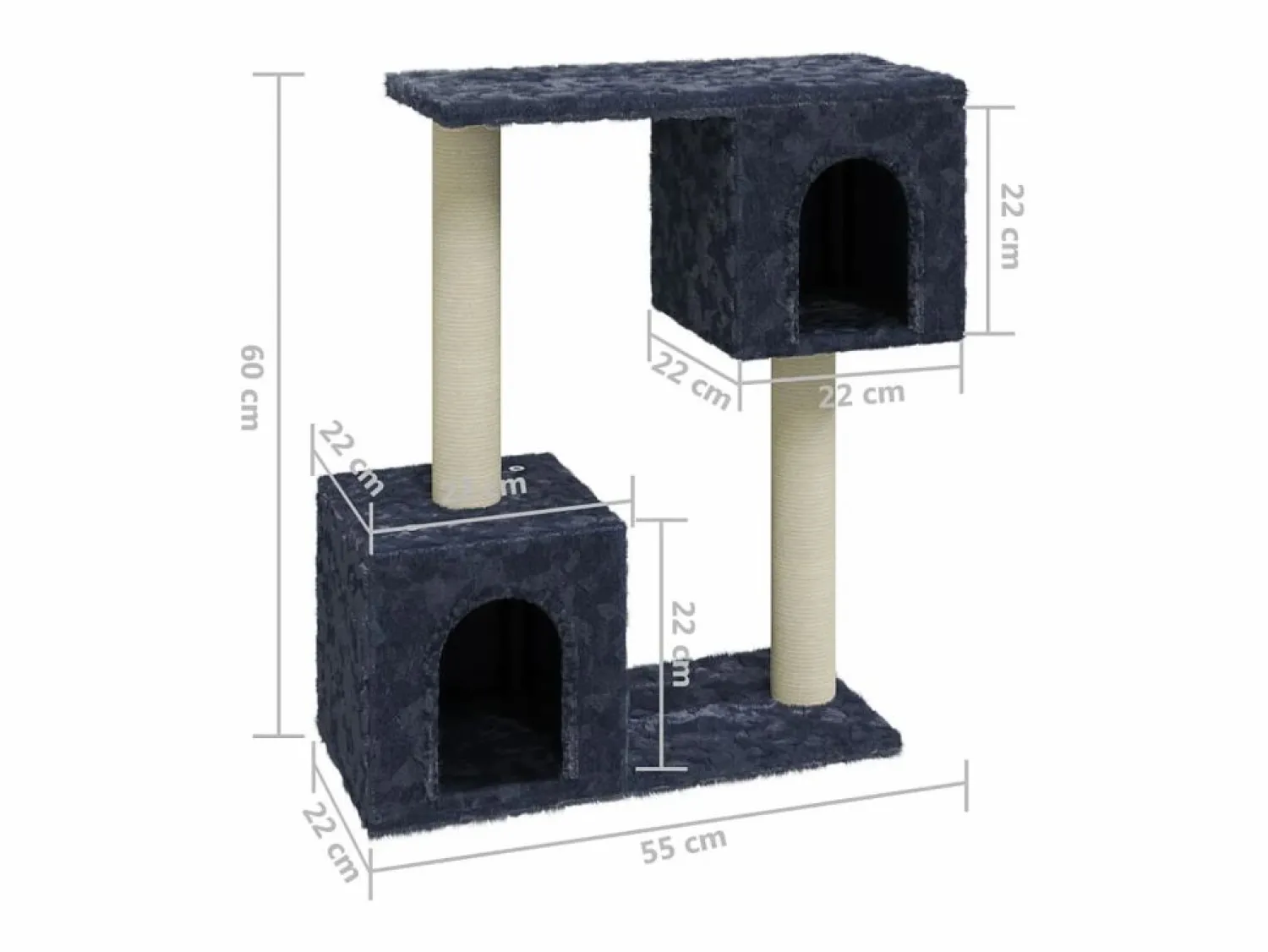 Clearance Clicnbuy Rascador para gatos con postes de sisal oscuro 60 cm Gris