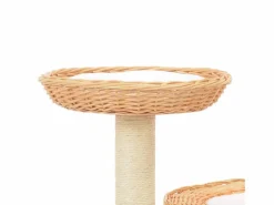 New Clicnbuy Rascador para gatos con poste de sisal madera natural de sauce Marru00f3n