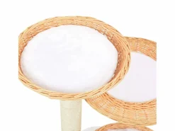 New Clicnbuy Rascador para gatos con poste de sisal madera natural de sauce Marru00f3n