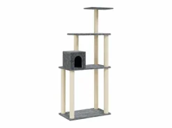 Clicnbuy Rascador para gatos con postes de sisal oscuro 147 cm
