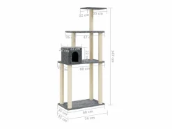 Clicnbuy Rascador para gatos con postes de sisal oscuro 147 cm
