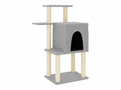 New Clicnbuy Rascador para gatos con postes de sisal claro 97 cm Gris