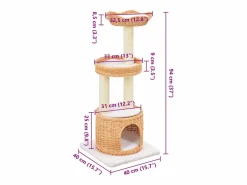 Clicnbuy Rascador para gatos con poste de sisal madera natural de sauce
