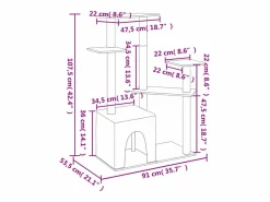 Clicnbuy Rascador para gatos con postes de sisal claro 107,5 cm
