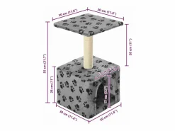 Clearance Rascador para gatos con poste de sisal 55 cm huellas beige Juego De Animales