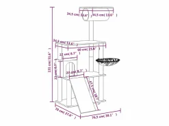 Outlet Rascador para gatos con postes de sisal claro 131 cm Juego De Animales