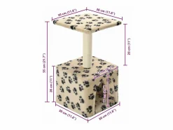 Clicnbuy Rascador para gatos con poste de sisal 55 cm huellas Beige