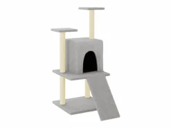 Clicnbuy Rascador para gatos con postes de sisal claro 110 cm Gris