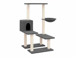Clicnbuy Rascador para gatos con postes de sisal oscuro 94,5 cm