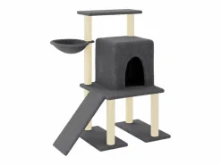 Clicnbuy Rascador para gatos con postes de sisal oscuro 96,5 cm