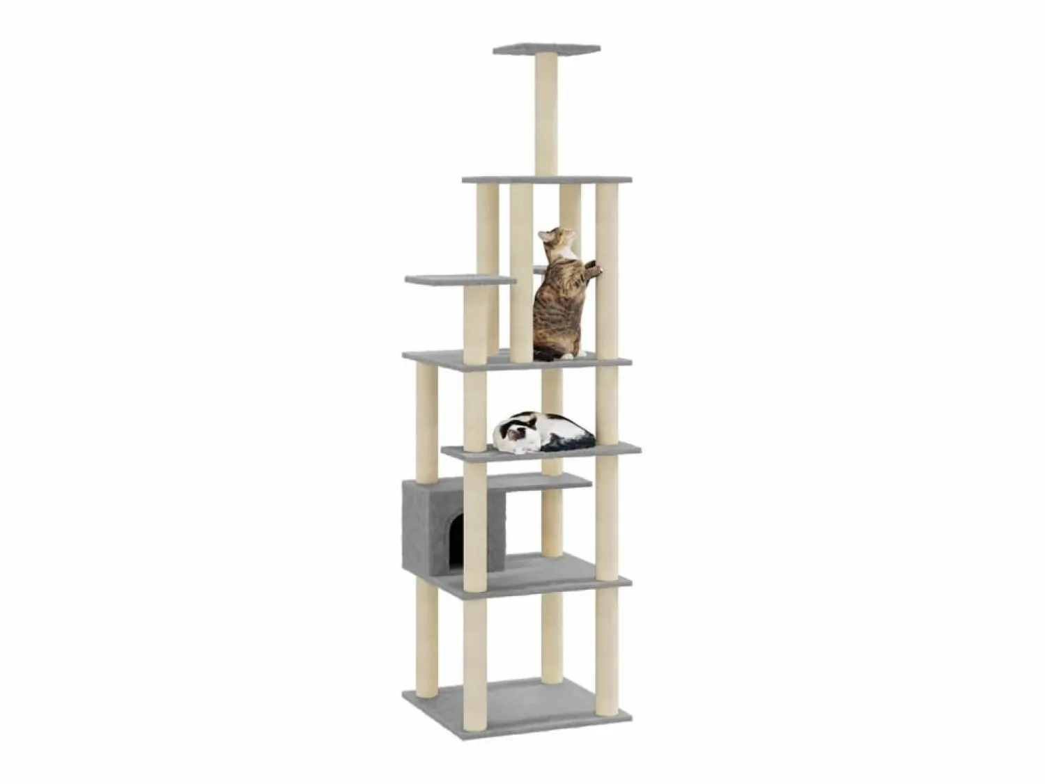 Clicnbuy Rascador para gatos con postes de sisal claro 183 cm