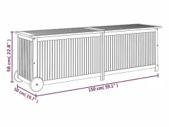 Discount Rautavaara Caja de almacenaje jardín con ruedas madera acacia 150x50x58 cm Baúl De Jardín