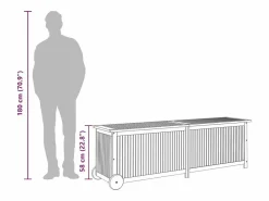 Discount Rautavaara Caja de almacenaje jardín con ruedas madera acacia 150x50x58 cm Baúl De Jardín