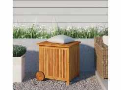 Outlet Rautavaara Caja de almacenaje de jardín ruedas acacia maciza 60x50x58 cm Baúl De Jardín