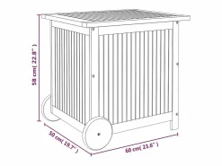 Outlet Rautavaara Caja de almacenaje de jardín ruedas acacia maciza 60x50x58 cm Baúl De Jardín