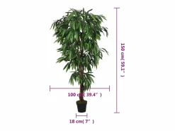 Árbol de mango artificial 600 hojas 150 cm Planta Artificial