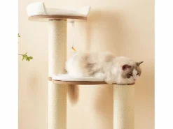 Merax Árbol para gatos - 60 x 48 x 135 cm - con 3 plataformas + 1 casita + colchonetas extraíbles - MDF -