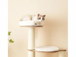 Merax Árbol para gatos - 60 x 48 x 135 cm - con 3 plataformas + 1 casita + colchonetas extraíbles - MDF -