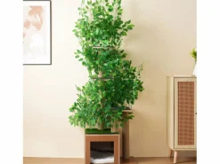Online Merax Árbol para gatos - 60 x 45 x 190 cm - con 4 plataformas + agujeros para gatos - hojas extraíbles - MDF - Verde