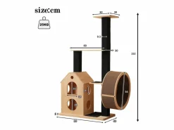 Online ModernLuxe Árbol para gatos 80×40×152 cm - con 4 plataformas - 2 casitas para gatos - rodillo para gatos - rascador para gatos - natural Color natural claro