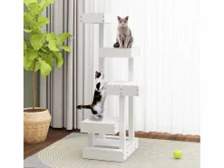Online Árbol para gatos madera maciza de pino 45,5x49x103 cm ES837594 Blanco