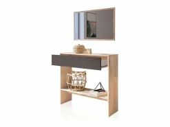Online duehome Recibidor Aros Tofe - Gris Grafito Negro / Color natural claro