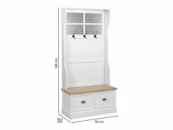 Recibidor perchero de madera con 2 cajones blanco