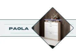 Hot Recibidor zapatero para Entrada Pasillo en Blanco y Sonoma con LED 89x24x105cm Paola Zapatero|Mueble De Almacenaje