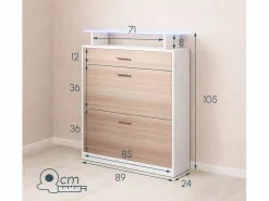 Hot Recibidor zapatero para Entrada Pasillo en Blanco y Sonoma con LED 89x24x105cm Paola Zapatero|Mueble De Almacenaje