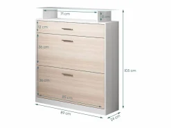 Hot Recibidor zapatero para Entrada Pasillo en Blanco y Sonoma con LED 89x24x105cm Paola Zapatero|Mueble De Almacenaje