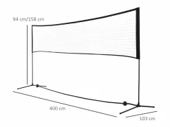 Discount Red de bádminton ajustable y portátil, fabricada en metal y poliéster, con altura regulable, ideal para tenis y voleibol (400x103x94-158 cm) Negro