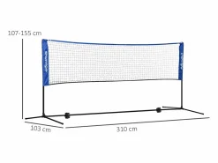 Hot Red de bádminton plegable y ajustable, de metal, (310 x 103 x 107-155 cm) Azul