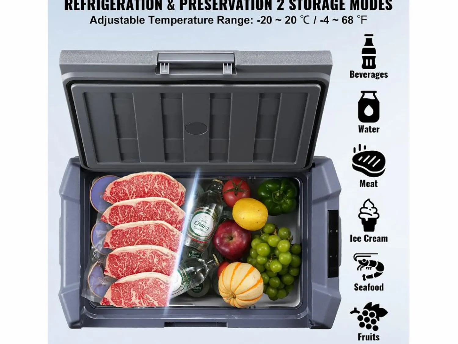 Refrigerador de Coche SucceBuy Refrigerador Portátil para Coche con Compresor 50L, Doble Zona, para el Hogar y el Coche