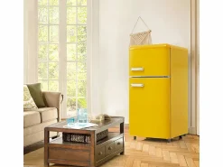 Outlet DripeX Refrigerador de doble puerta con ajustes y ruedas - 72L - 120kWh/año - Nivel de ruido bajo de 39 dB - Clase E - 45x44x91cm Amarillo