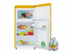 Outlet DripeX Refrigerador de doble puerta con ajustes y ruedas - 72L - 120kWh/año - Nivel de ruido bajo de 39 dB - Clase E - 45x44x91cm Amarillo