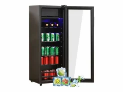 DripeX Refrigerador 128L, con 3 estantes ajustables y puerta de vidrio, -10 ° C a 10 ° C, 90 kWh/año, eficiencia energética F, 40x41x109.5cm