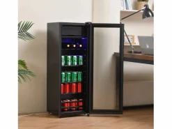 DripeX Refrigerador 128L, con 3 estantes ajustables y puerta de vidrio, -10 ° C a 10 ° C, 90 kWh/año, eficiencia energética F, 40x41x109.5cm