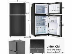 Hot Refrigerador 22L+38L con LED, pies ajustables, 172 kWh/año, -27 ° C a 13 ° C, 7 nivel de temperatura, Energía E, 42x45.5x86.8 cm Electrodomésticos De Frío