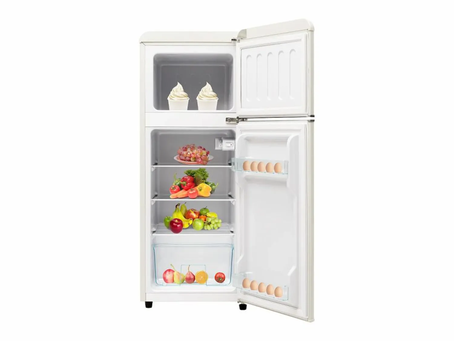 Hauss Spole Refrigerador retro de 92 litros con 2 puertas e iluminación LED - -27 °C a 13 °C - antiguo