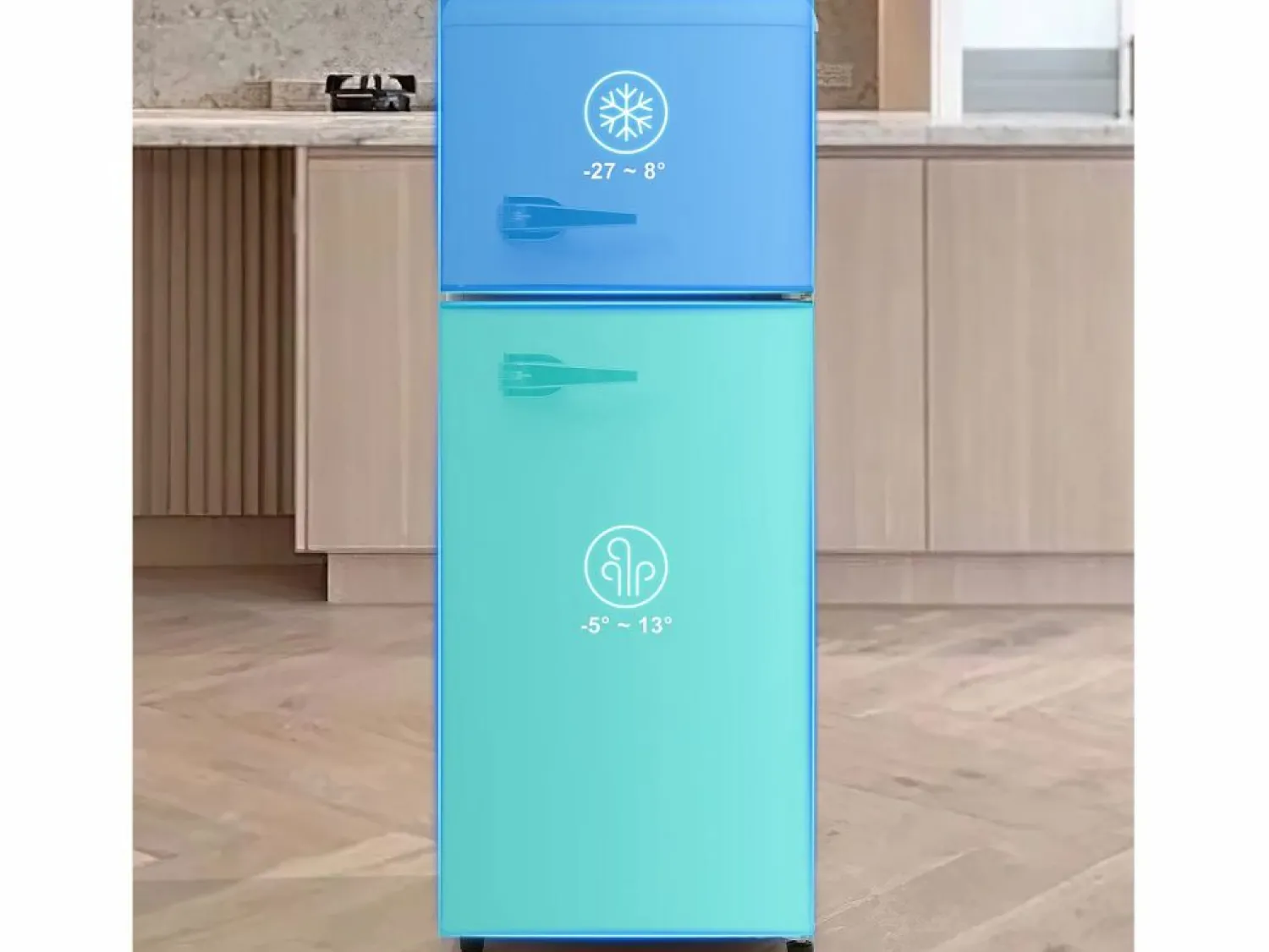 Hauss Spole Refrigerador retro de 92 litros con 2 puertas e iluminación LED - -27 °C a 13 °C - antiguo