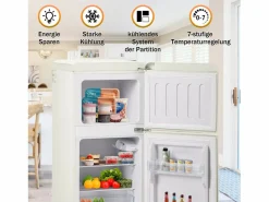 Outlet Hauss Spole Refrigerador retro. Frigorífico-congelador combinado con un volumen total de 60 litros, un volumen de congelador de 22 litros. Blanco