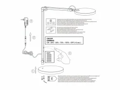 Regina - Lámpara de mesa ajustable Fabas Luce blanca - LED táctil de 9 W integrado, regulable, CCT (3000K, 4000K, 5000K, 6000K) Blanco