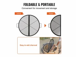 Outlet Rejilla de Hogar SucceBuy Redonda Plegable de 91cm, Acero Robusto X-Marks, Utensilios de Cocina de Camping Portátiles para Fiestas al Aire Libre, Materiales Y Utensilios De Cocina