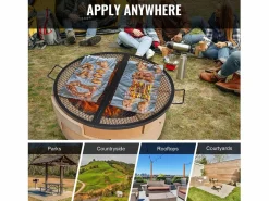 Outlet Rejilla de Hogar SucceBuy Redonda Plegable de 91cm, Acero Robusto X-Marks, Utensilios de Cocina de Camping Portátiles para Fiestas al Aire Libre, Materiales Y Utensilios De Cocina