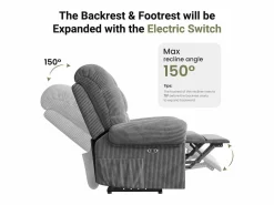 DripeX Relájate silla de terciopelo eléctrico del sillón, silla de ocio ajustable con USB, respaldo ajustable, anti -estatico con reposapiés - 96x97x104cm