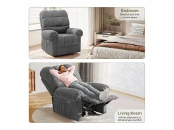 DripeX Relájate silla de terciopelo eléctrico del sillón, silla de ocio ajustable con USB, respaldo ajustable, anti -estatico con reposapiés - 96x97x104cm