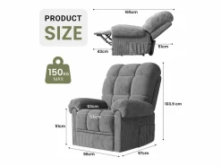 DripeX Relájate silla de terciopelo eléctrico del sillón, silla de ocio ajustable con USB, respaldo ajustable, anti -estatico con reposapiés - 96x97x104cm