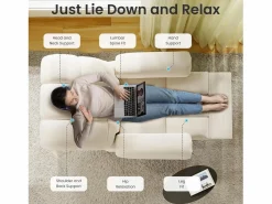 DripeX Relájate sillón de terciopelo eléctrico de teddy, silla de ocio ajustable con USB, anti -estatal con reposapiés - 96x97x104cm Beige
