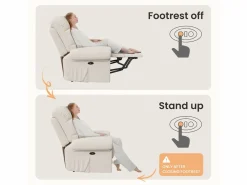 DripeX Relájate sillón de terciopelo eléctrico de teddy, silla de ocio ajustable con USB, anti -estatal con reposapiés - 96x97x104cm Beige